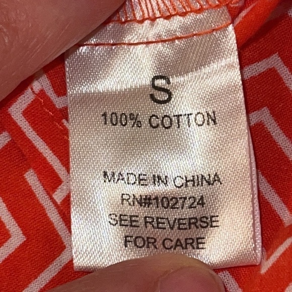 Hester & Orchard Orange & White Chevron Pop over Blouse Sz. S - Picture 13 of 14